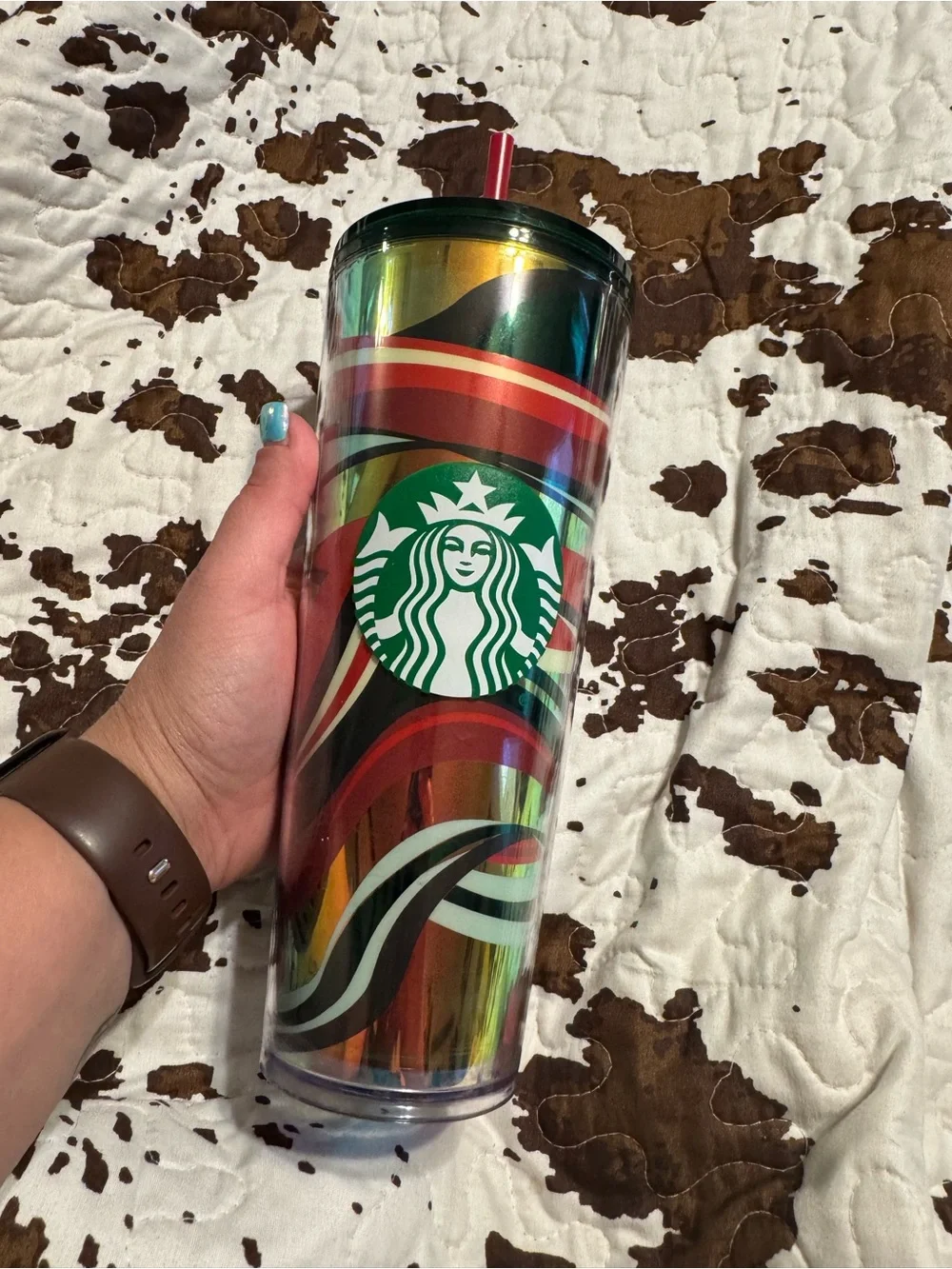 Starbucks Iridescent Multicolor holiday Tumbler with Straw